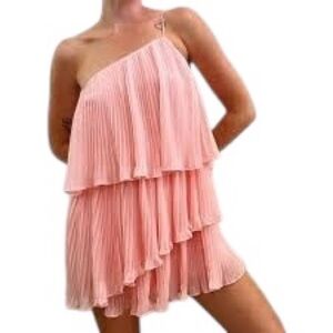 NBD X Revolve Pink Layered Pleated Dress